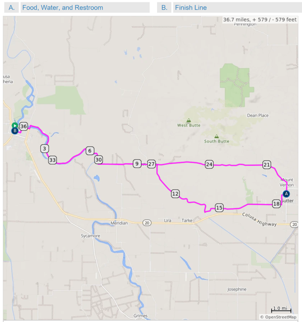 37 Mile Route map